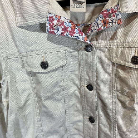 L.L. Bean Denim Jacket Cream Ecru Ditsy Floral Accent Size Large - Picture 5 of 8